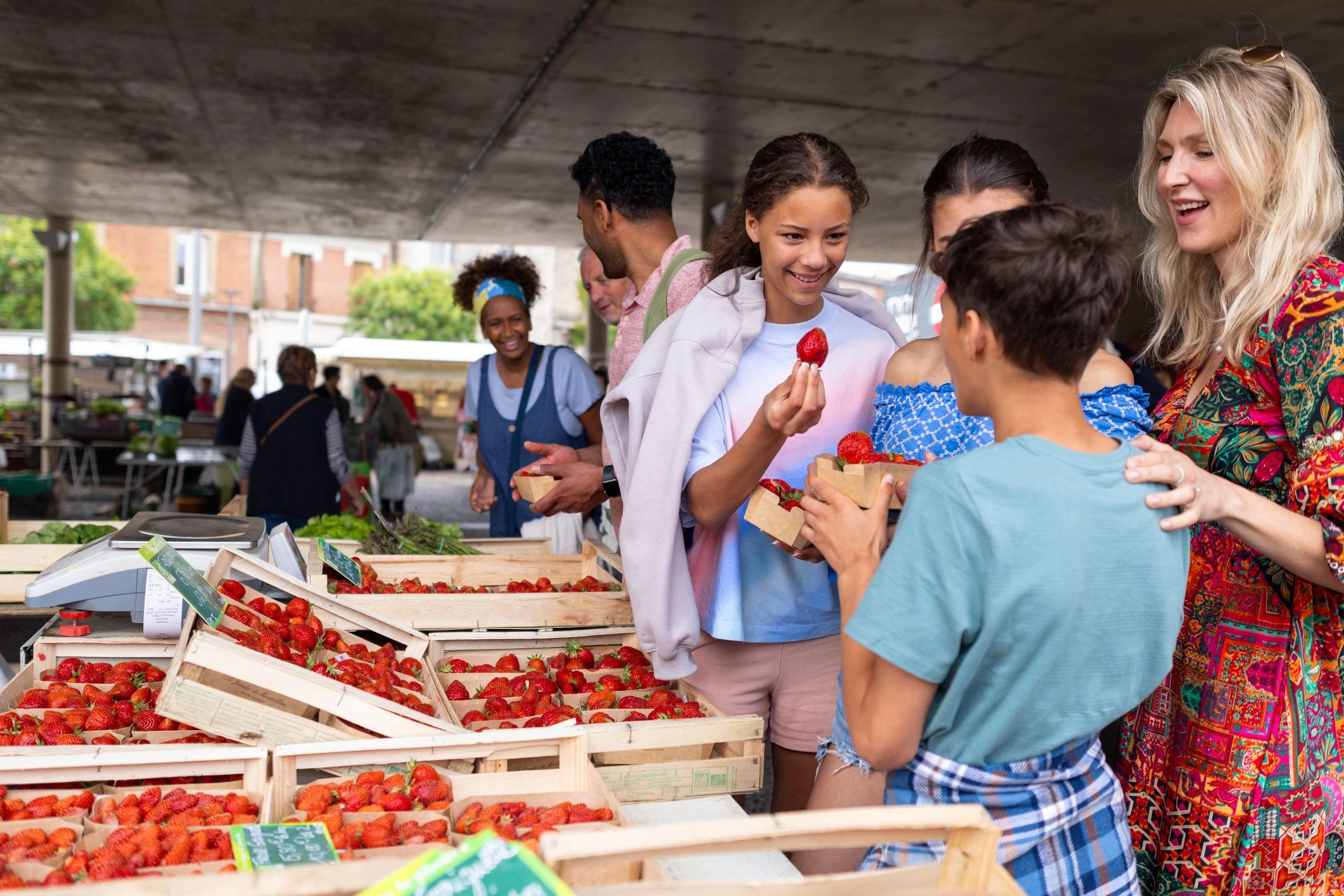 Fresh produce display at a market
